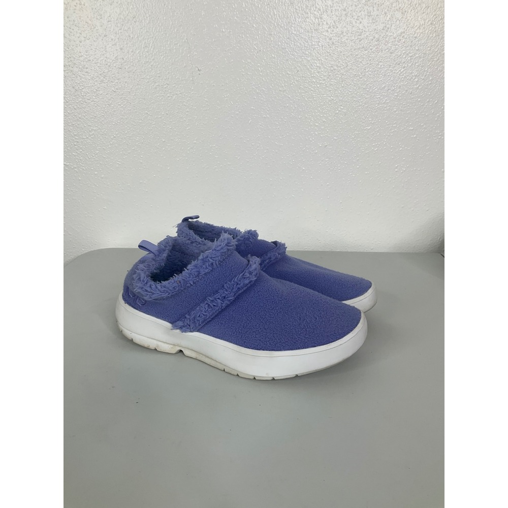 Oofos OOmg Low Fleece Recovery Shoes Purple‎ Periwinkle Slip On Womens 7.5